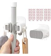 TAILI Mop and Broom Holder Wall Mount Grippers, 2 Hangers and 6 Adhesive Strips, Damage Free Hang...