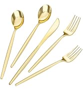LIYH 360 Pcs Gold Plastic Silverware - Elegant Gold Silverware Disposable Utensils Set for Weddin...