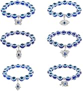 SUPERFINDINGS 6Pcs Evil Eye Beaded Stretch Bracelet Blue Animal Pendant Bracelet Beautiful and Ch...
