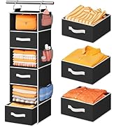 Pipishell Hanging Closet Organizer 6-Shelf, Hanging Shelves for Closet with 3 Removable Drawers &...