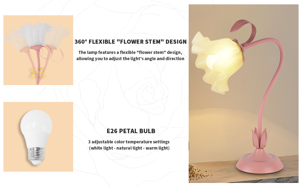 werfop vintage flower table lamp