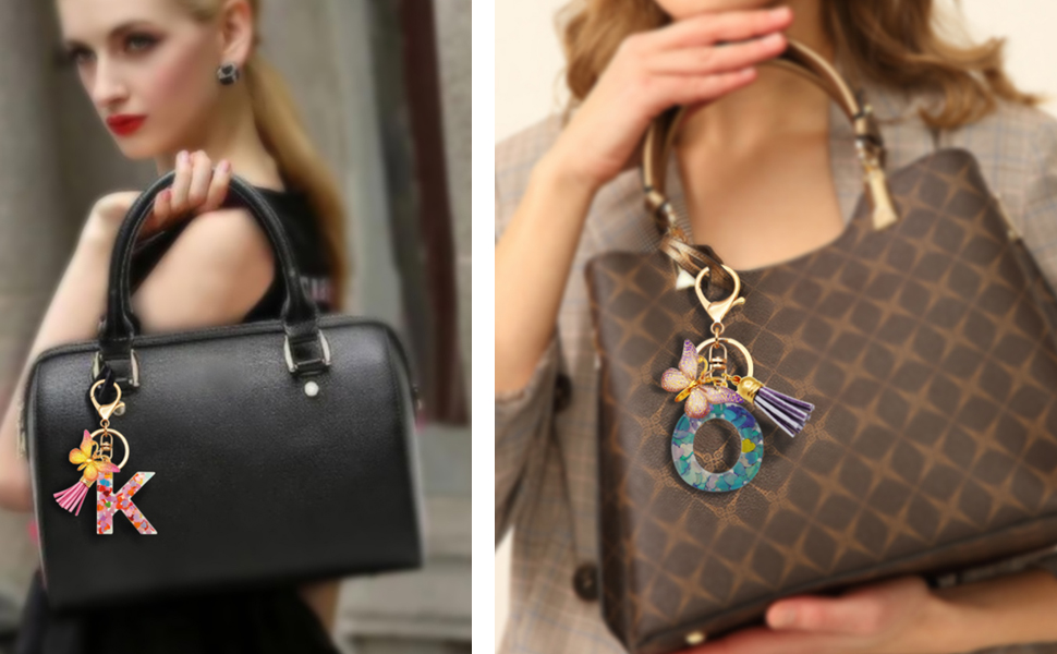 Initial keychains for women gift for women keychain for handbag
