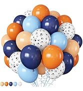 HILAVO Dog Paw Balloons Orange and Blue 60pcs 12 Inch Paw Print Puppy Balloons Navy Blue Pastel O...