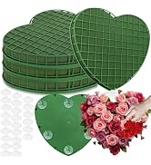 Goaste 4 Pack Heart-Shaped Floral Foams, Large Green Florist Foam with Suction Cup Tray, Wet Flow...