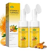 RYH 2pcs Vitamin C & Turmeric Face Wash with Brush, Turmeric Facial Cleanser Foam, Deep Cleansing...