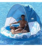COOLCOOLDEE Inflatable Pool Float with Canopy,2 Person Floating Island,Extra Large with Sun Shade
