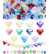 FIVEIZERO 200PCS Glass Lily Bell Flower Beads, 11 Colors Trumpet Crystal Floral Bead Charms for B...