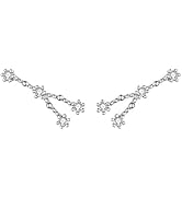 BriLove 925 Sterling Silver CZ Horoscope Zodiac 12 Constellation Astrology Ear Crawler Post Earri...