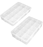 Farmer Mani 2 Pack Clear Plastic Organizer Box (15 Girds), Beads Storage Containers Box with Mova...