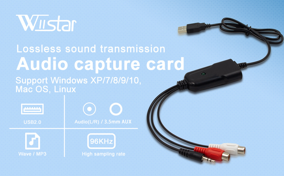 USB2.0 audio capture card up to 96KHz Wave/MP3