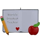 MAXORA Personalized Teacher Ornament - World's Greatest Teacher Christmas Tree Ornament 2022 - Sc...