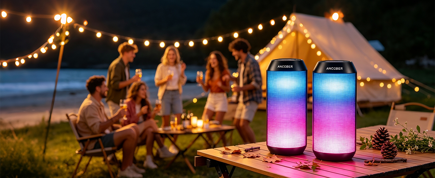 Portable Bluetooth speaker with ambient light, strong sound, is a must-have for party