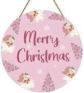 Pink Christmas Decor Door Decorations Merry Christmas Sign Pink Tree Santa Claus Wall Decorations...