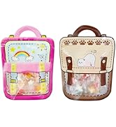 PABCK 20 Pack Clear Plastic Gift Bags Cartoon Goodie Bags 6.3x8.3 inch Backpack-shaped Candy Snac...
