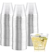 Hioasis 200Pcs 9OZ Clear Cups - Plastic Disposable Cups with Silver Trim, Heavy Duty & BPA-free f...