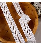 ZNZAKKA White Eyelet Lace Trim 7 Yards Cotton Lace Ribbon Floral Embroidery Lace Trim for Crafts,...