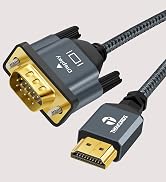 Thsucords HDMI to VGA Cable 3.3FT, Gold Plated Braided HDMI to VGA Cable (Male to Male) Compatibl...
