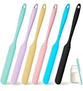 6 Pcs Silicone Jar Spatula Set, Sourdough Spurtle, Jar Scraper, Long Handle Thin Spatulas, Perfec...