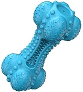 Squeaky Dog Chew Toy, Tough Durable Natural Rubber Bone with Toothbrush, Indestructible for Aggre...