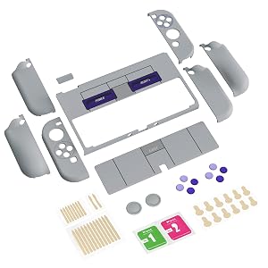Dockable Hard Shell for Switch OLED w/Thumb Grip Caps & Button Caps