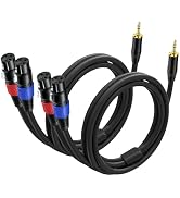 2Pack 3.5mm TRS to 2 XLR Cable 3.3 FT for Microphone, Smartphone, Tablet, Laptop, Unbalanced 1/8 ...