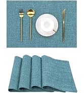SHACOS Fabric Placemats Set of 4 Non Slip Machine Washable Heat Resistant Cloth Table Mats Soft P...