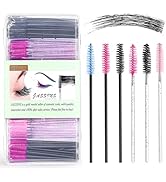 JASSINS 300PCS Disposable Eyelash Mascara Brushes,6 Color Wands Applicator Eyebrow Brush Makeup K...