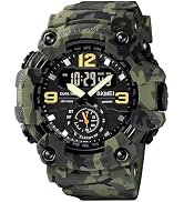 FANMIS Mens Analog Digital Dual Display Sports Watches Military Multifunctional 50M Waterproof LE...