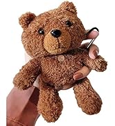 SGVAHY Furry Case for AirPods 1&2 Funny Cute 3D Cartoon Plush Design Bear Brown Soft Warm Fluffy ...