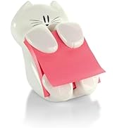 Post-it Dispenser, Sticky Note Holder, White Cat Design, Includes 45 Pop-Up Sheets of 3 in x 3 in...
