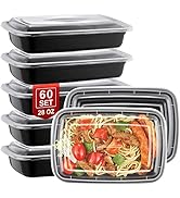NEEBAKE 60 Sets 28oz Meal Prep Container - Reusable Plastic Food Storage Containers with Lids, Fi...