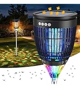 Solar Bug Zapper Outdoor, Jinyeda Mosquito Zapper with Ambient & Flame Lights, 4200V Cordless Mos...