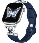 Lerobo Slim Silicone Band Compatible with Apple Watch Bands for Women | Dressy Metal Butterfly 16...