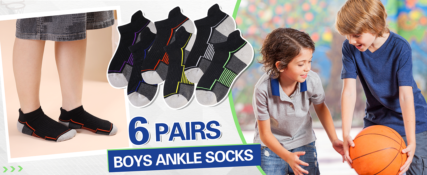 Kids Socks Boys Girls Ankle Athletic Socks Half Cushioned Low Cut Sport Cotton Breathable Socks
