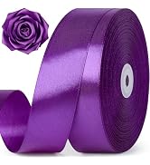 Jutieuo 1-1/2 Inch 100 Yards Purple Satin Ribbon, Lavender Solid Fabric Ribbon Roll for Flower Bo...