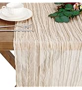 5 Pack Beige Cheesecloth Table Runner 10Ft Rustic Boho Gauze Table Runner for Birthday Party Wedd...