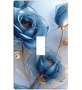 Decorative Art Light Switch Covers Navy Blue Rose Floral Single Toggle Wall Plate Decorative Swit...