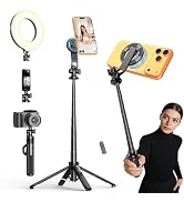 4-in-1 Magnetic Tripod for iPhone with 1/4" Screw, 53" MagSafe Selfie Stick Tripod with Wireless ...