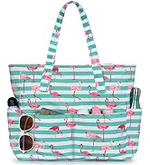 oscaurt Beach Bags for Women Large Waterproof Sandproof Beach Tote Swim Pool Bag with Zipper for ...