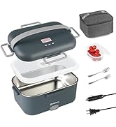 PHIWILLS 100W Electric Lunch Box 1.8L Container with PP Lid, 12V/24V/110V Food Warmer Heater for ...