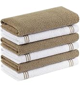 Homaxy Premium Cotton Kitchen Towels(16" x 26", 6 Pack), Large 380 GSM Dual Design Dish Towels, H...