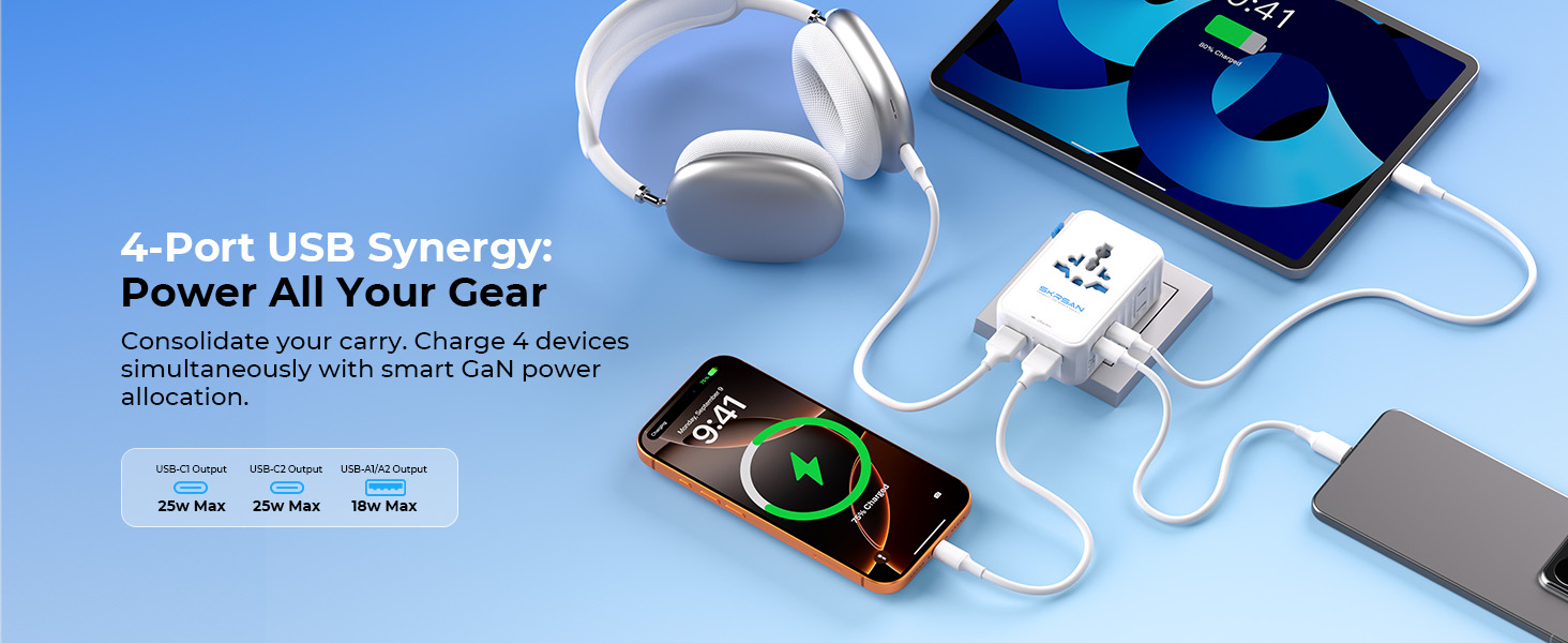 SKRSAN Aura International Travel Adapter