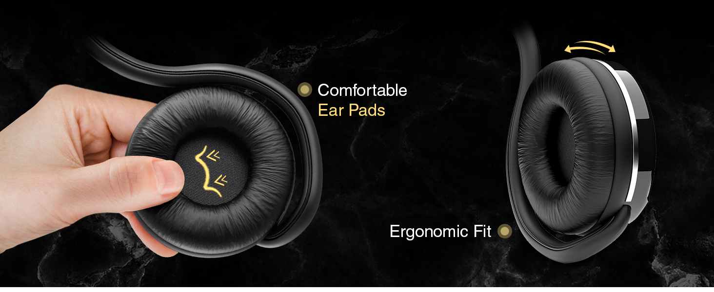 KINIVO comfortable ergonomic earphones ear pads lightweight gym head sets easy use ear muffs memory