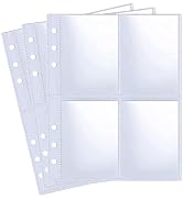 100 Pack 800 Pockets 6 Ring A5 Binder Sleeves,2.5x3.5 Inch Trading Card Sleeves,Double-Sided 4 Po...