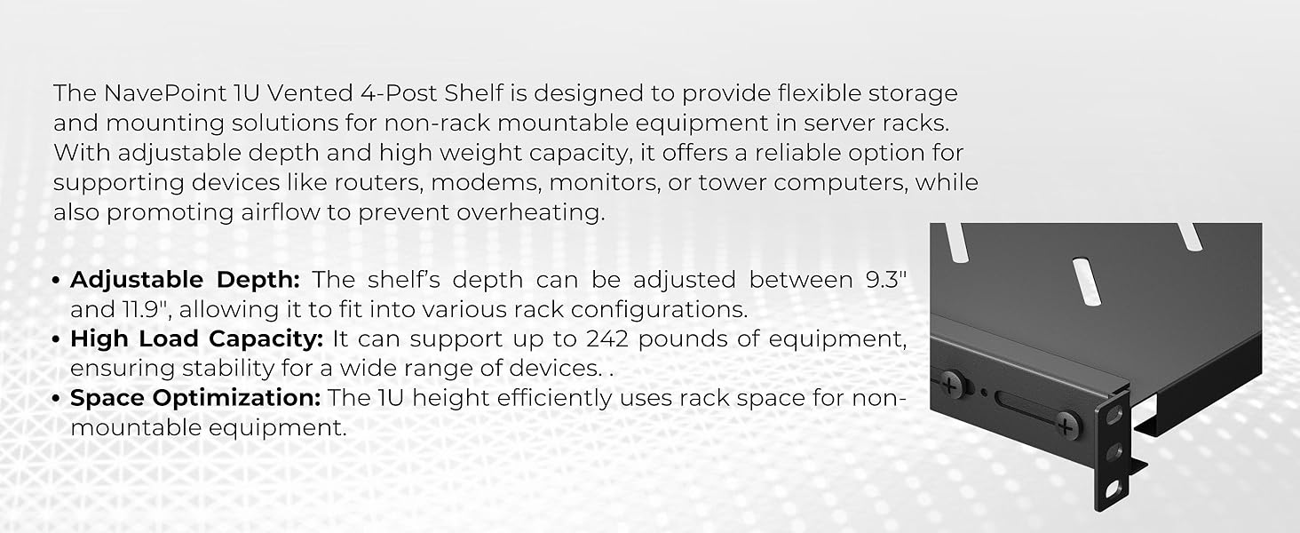 NavePoint 1U Vented 4-Post Shelf