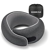 WANDER PLUS Travel Neck Pillow, Pure Memory Foam Neck Pillow for Airplanes, Comfortable Breathab...