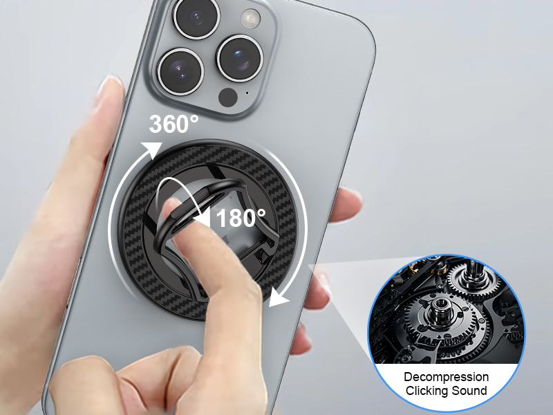 Cell phone ring holder finger stand magnetic snap