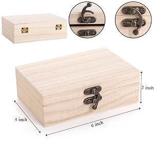 Yarlung 8 Pack Unfinished Wooden Boxes for Crafts 6x4x2 Inch Small Keepsakes Box