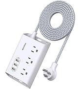 Power Strip with USB, Addtam ETL Certificate Flat Plug Extension Cord with 3 USB Ports, 3 Widely ...