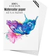 Watercolor Paper 8.5x11 inches 80 Sheets,Heavyweight Artist Paper 140lb/300GSM Cold Press Natural...